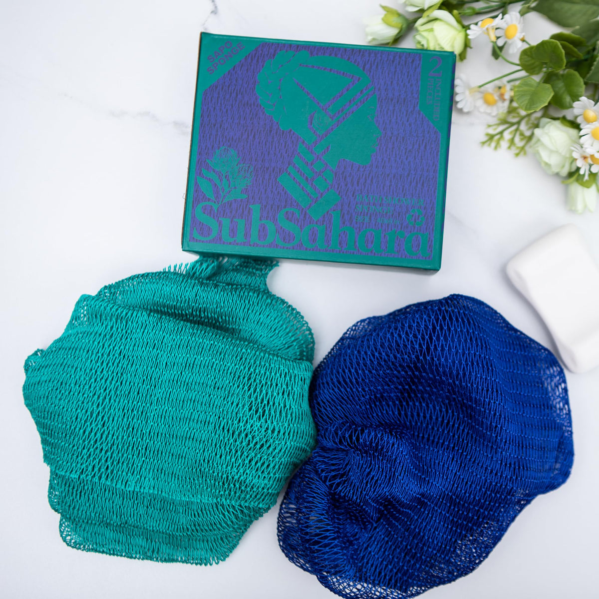SubSahara Authentic African Net Sponge in travel pouch