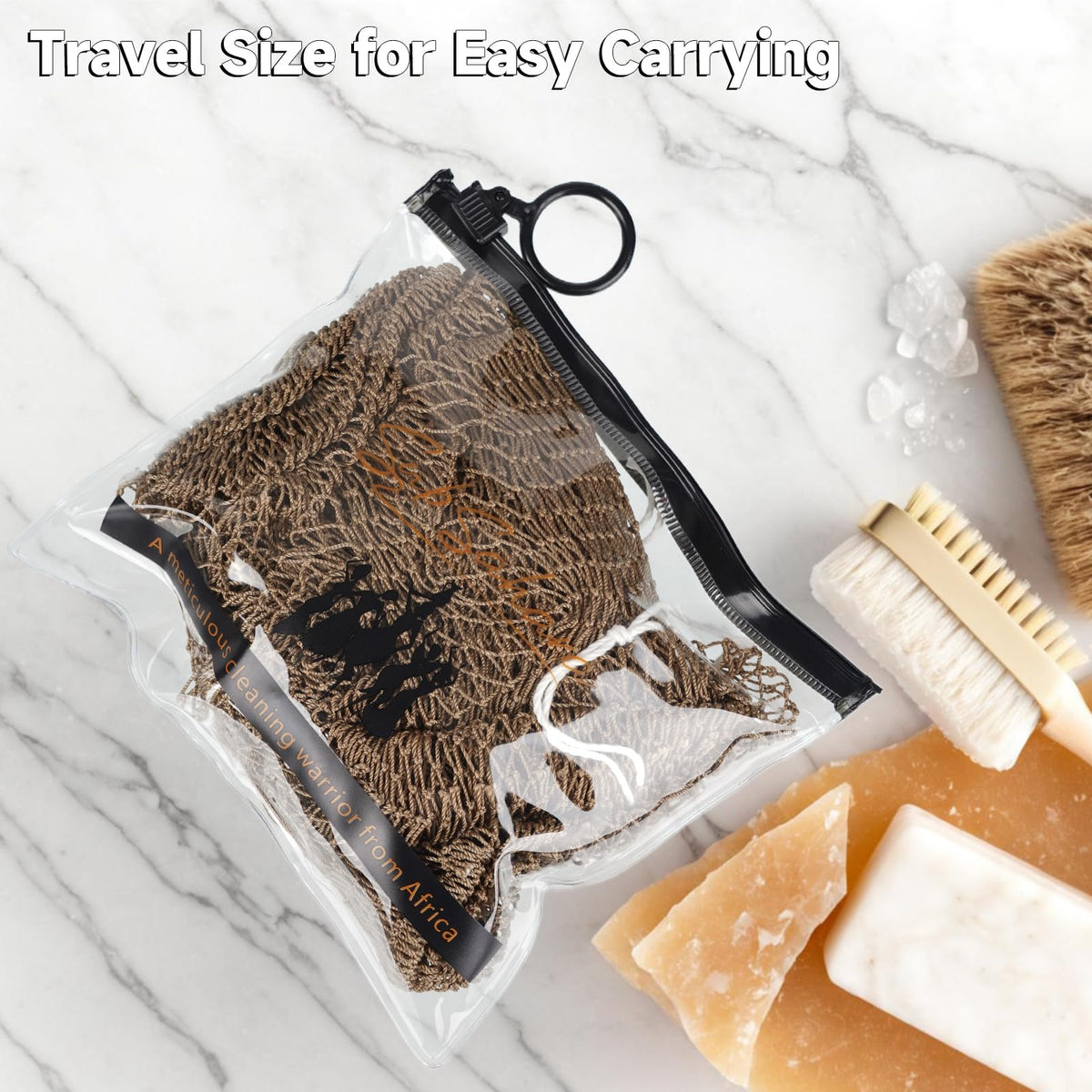 SubSahara Authentic African Net Sponge in travel pouch