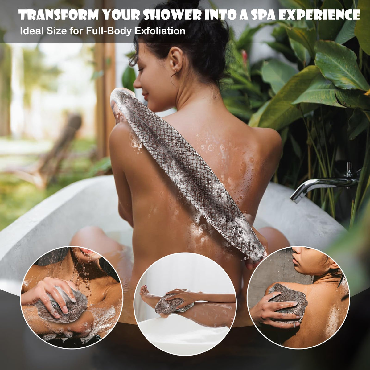 SubSahara Authentic African Net Sponge in use during a shower
