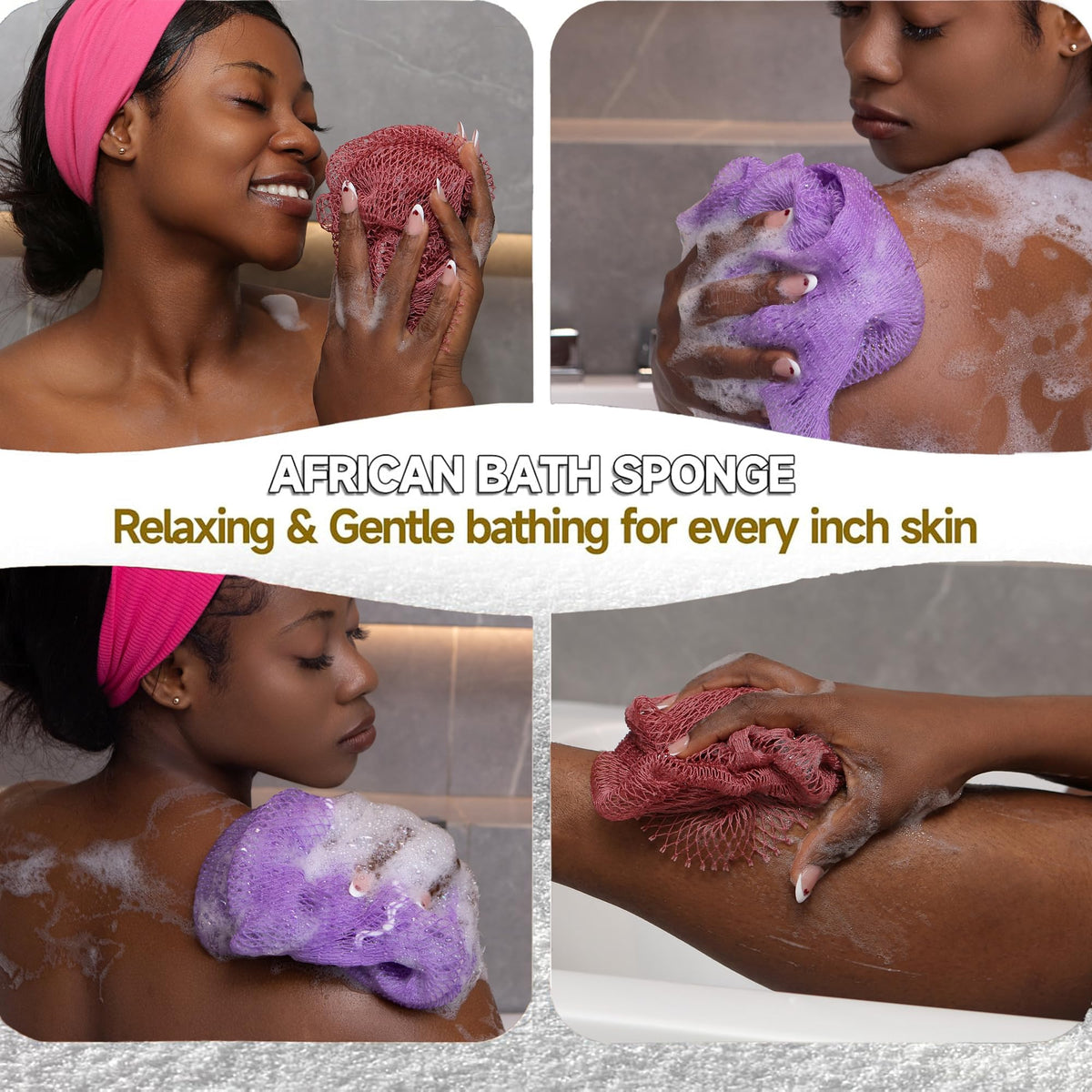 SubSahara Authentic African Net Sponge in use during a shower