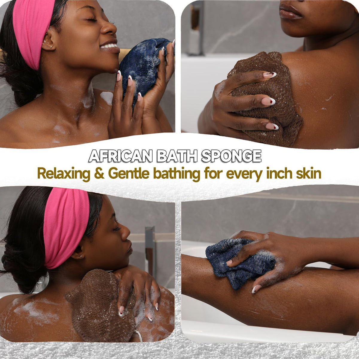 SubSahara Authentic African Net Sponge in use during a shower