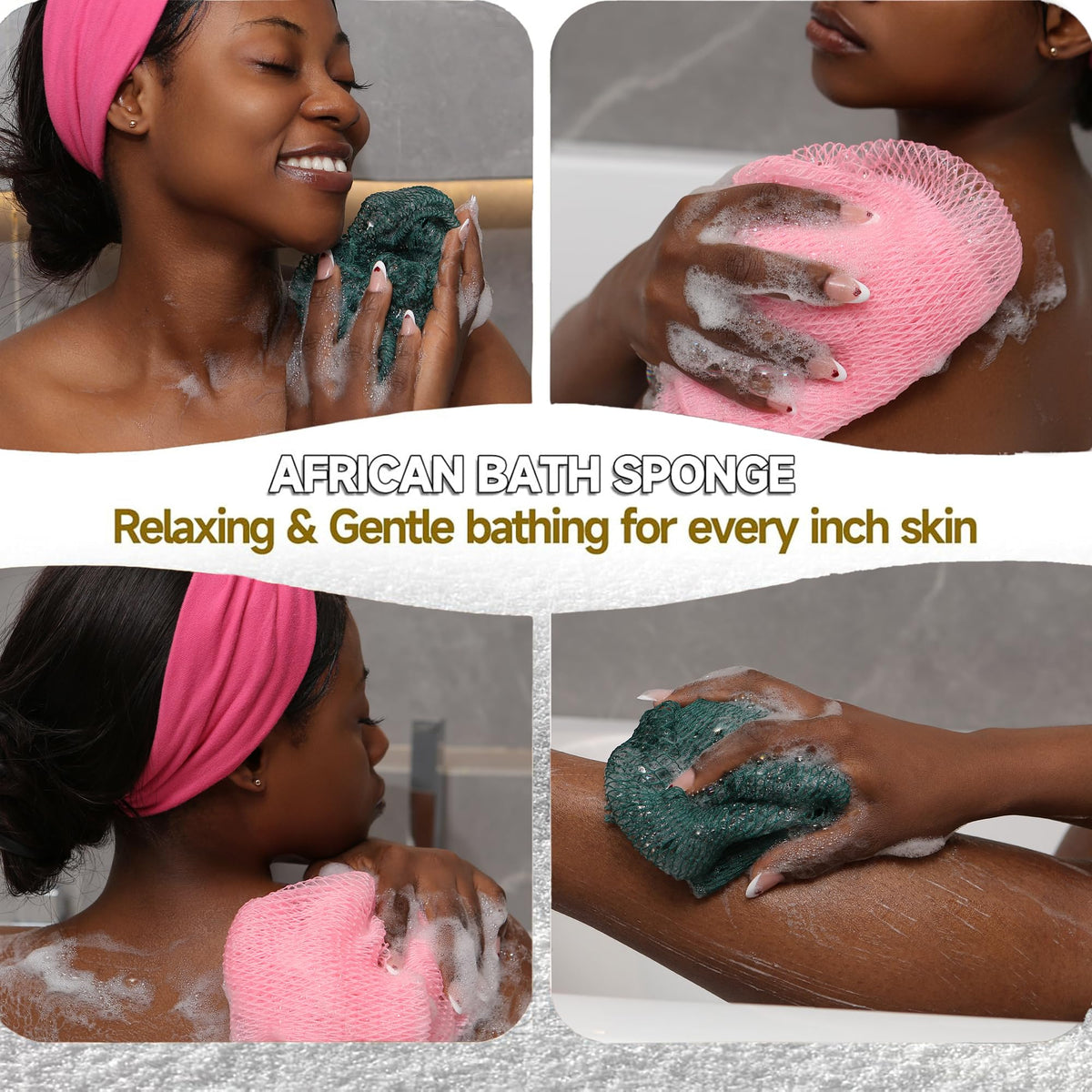 SubSahara Authentic African Net Sponge in use during a shower