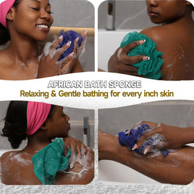 SubSahara Authentic African Net Sponge in use during shower