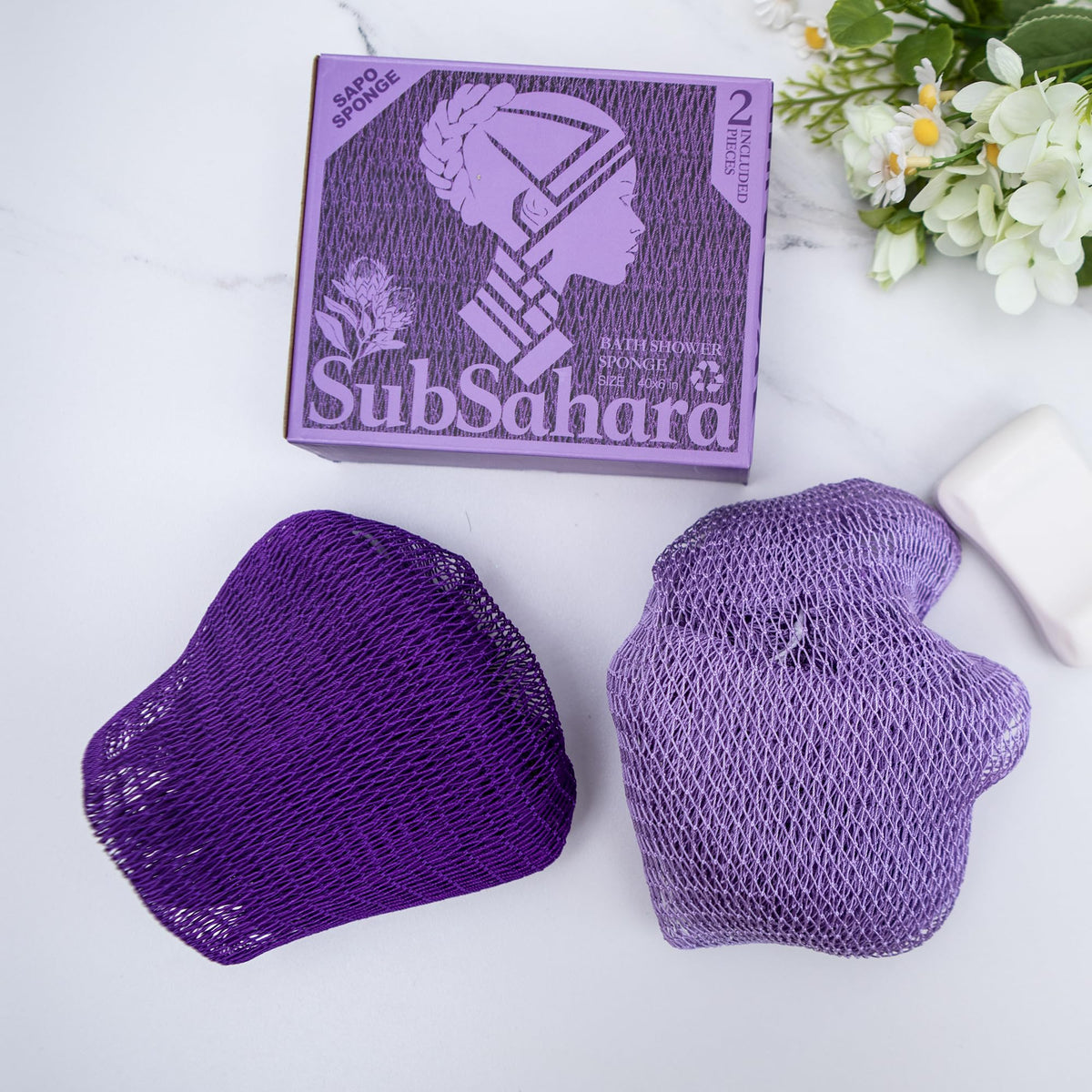 SubSahara Authentic African Net Sponge lavender purple side view