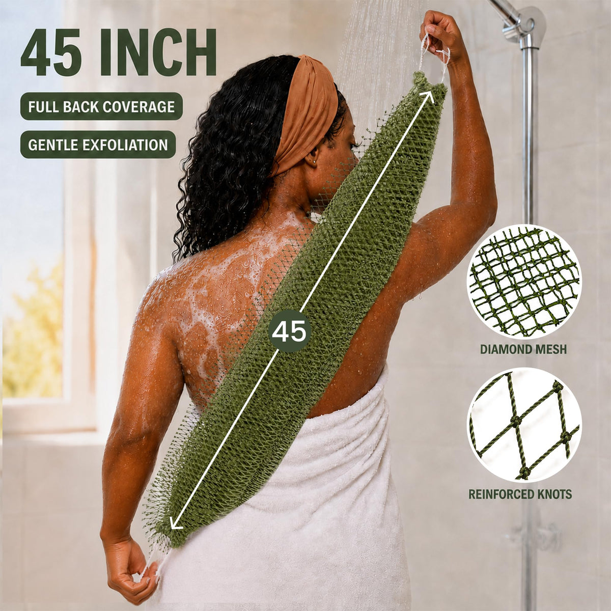 SubSahara Authentic African Net Sponge Light Green side view