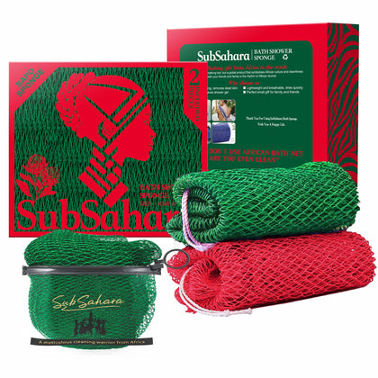 SubSahara Authentic African Net Sponge red and green front view