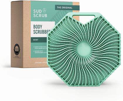 Sud Scrub Antimicrobial Silicone Body Scrubber in mint colour front view