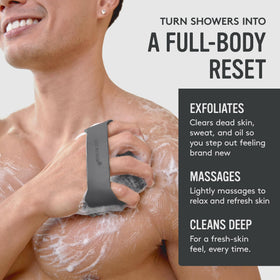 Sud Scrub body scrubber in use during a shower