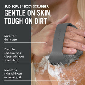 Sud Scrub body scrubber with secure strap and textured surface