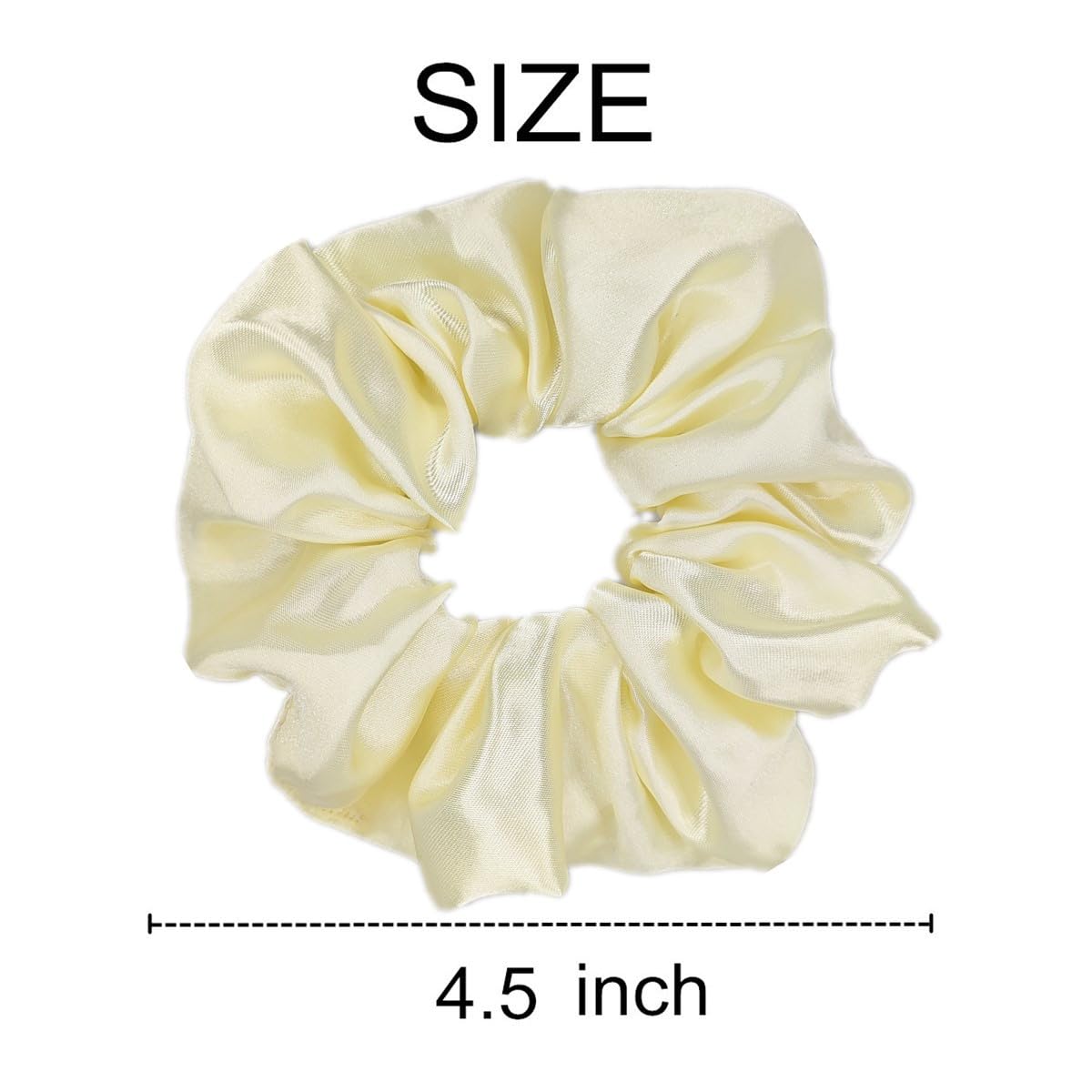 Sufermoe Satin Silk Scrunchies light yellow displayed with accessories