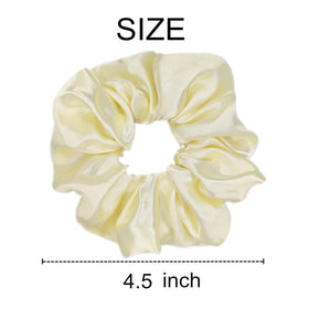 Sufermoe Satin Silk Scrunchies light yellow displayed with accessories