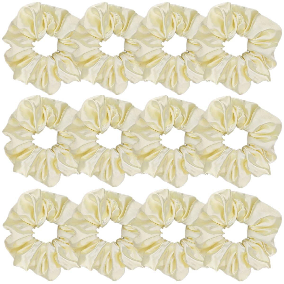 Sufermoe Satin Silk Scrunchies light yellow front view