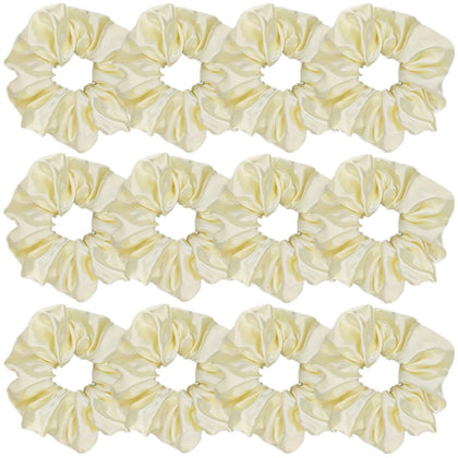 Sufermoe Satin Silk Scrunchies light yellow front view