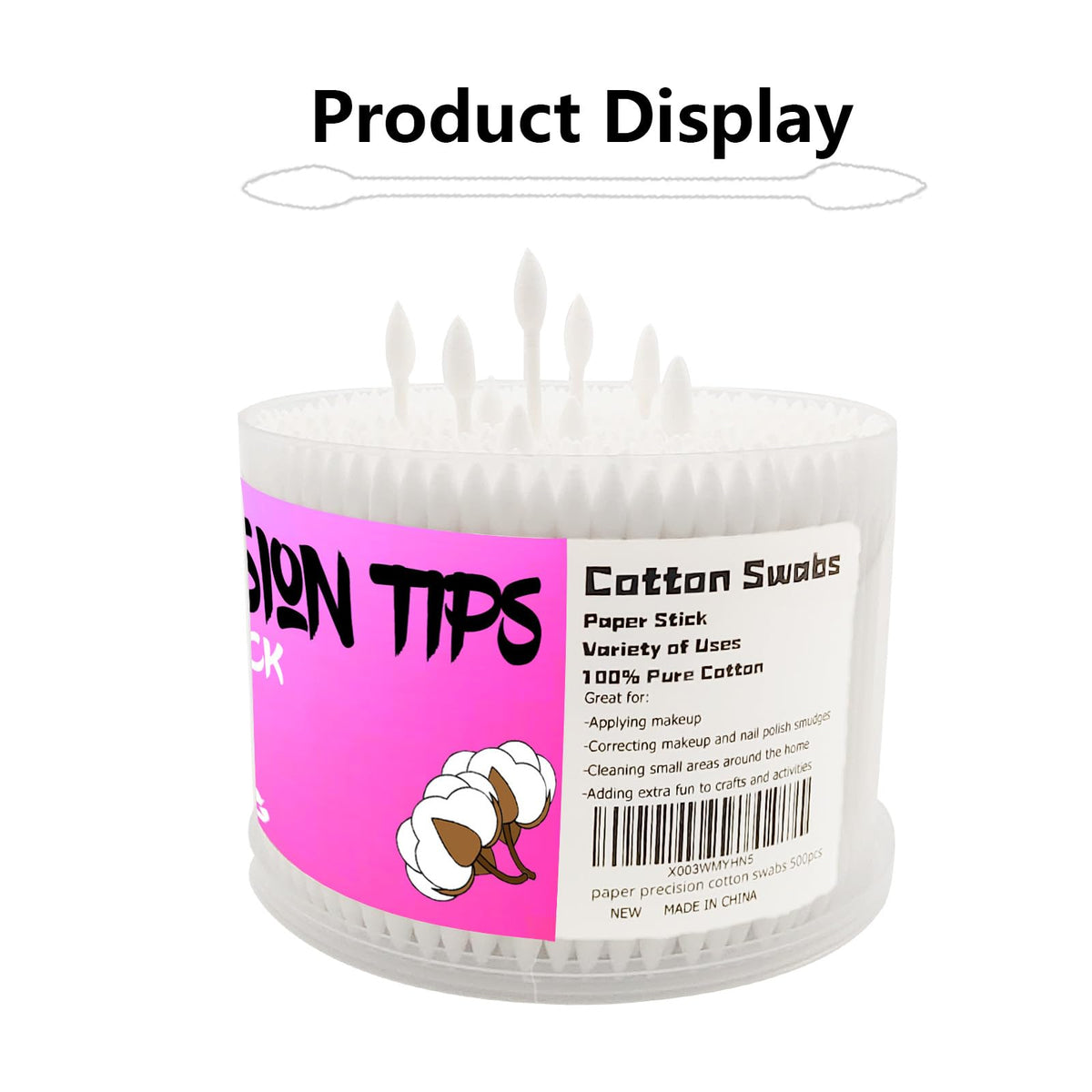 SUIZWMOU cotton swabs showing quality paper stick