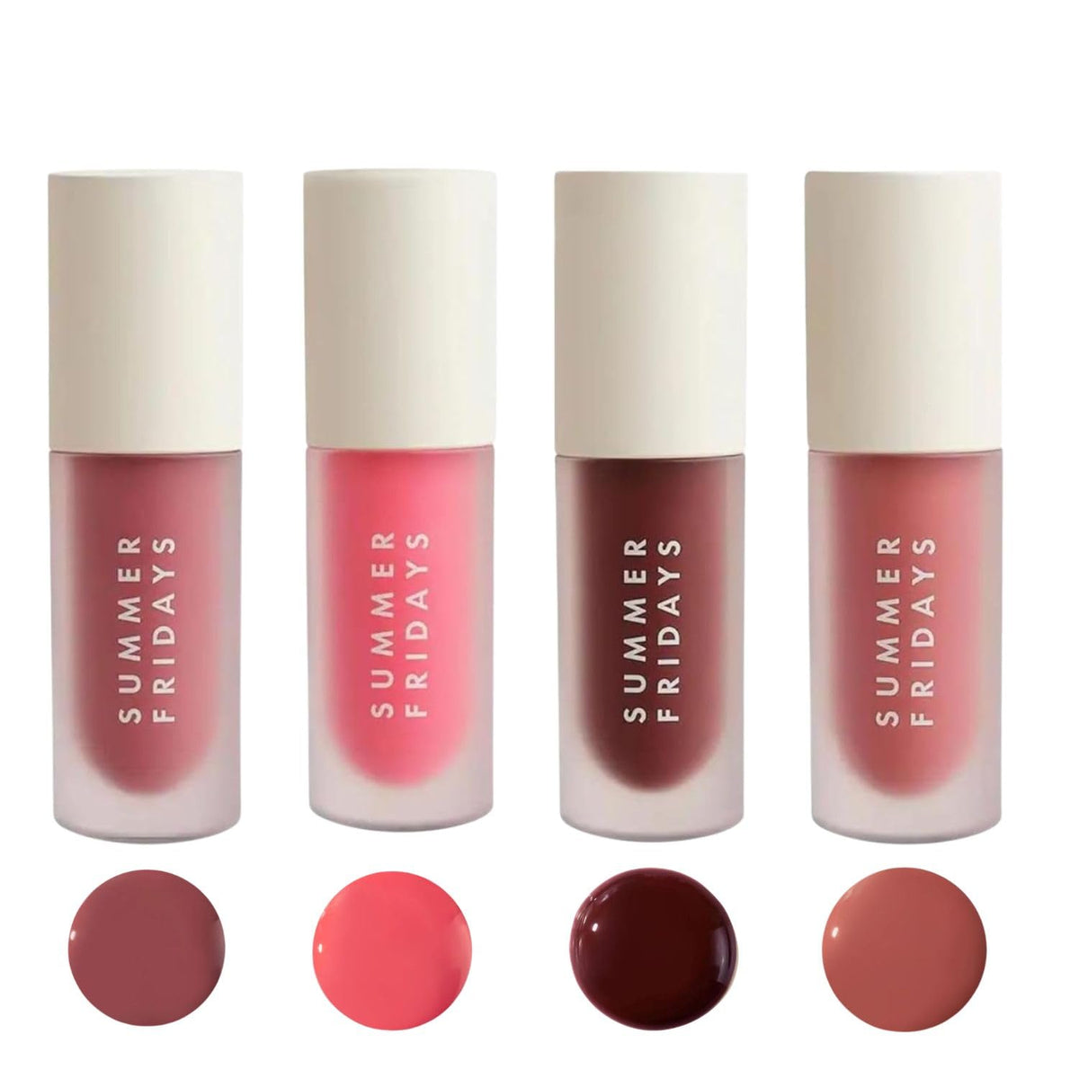 Summer Fridays Dream Lip Oil Set featuring four shades in packaging