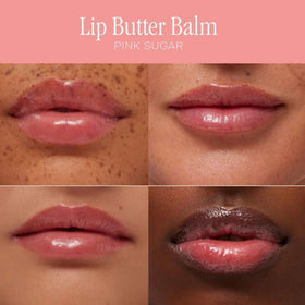 Summer Fridays Holiday Lip Butter Balm Set displayed with lip swatches