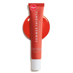 Summer Fridays Lip Butter Balm front view with coral poppy colour