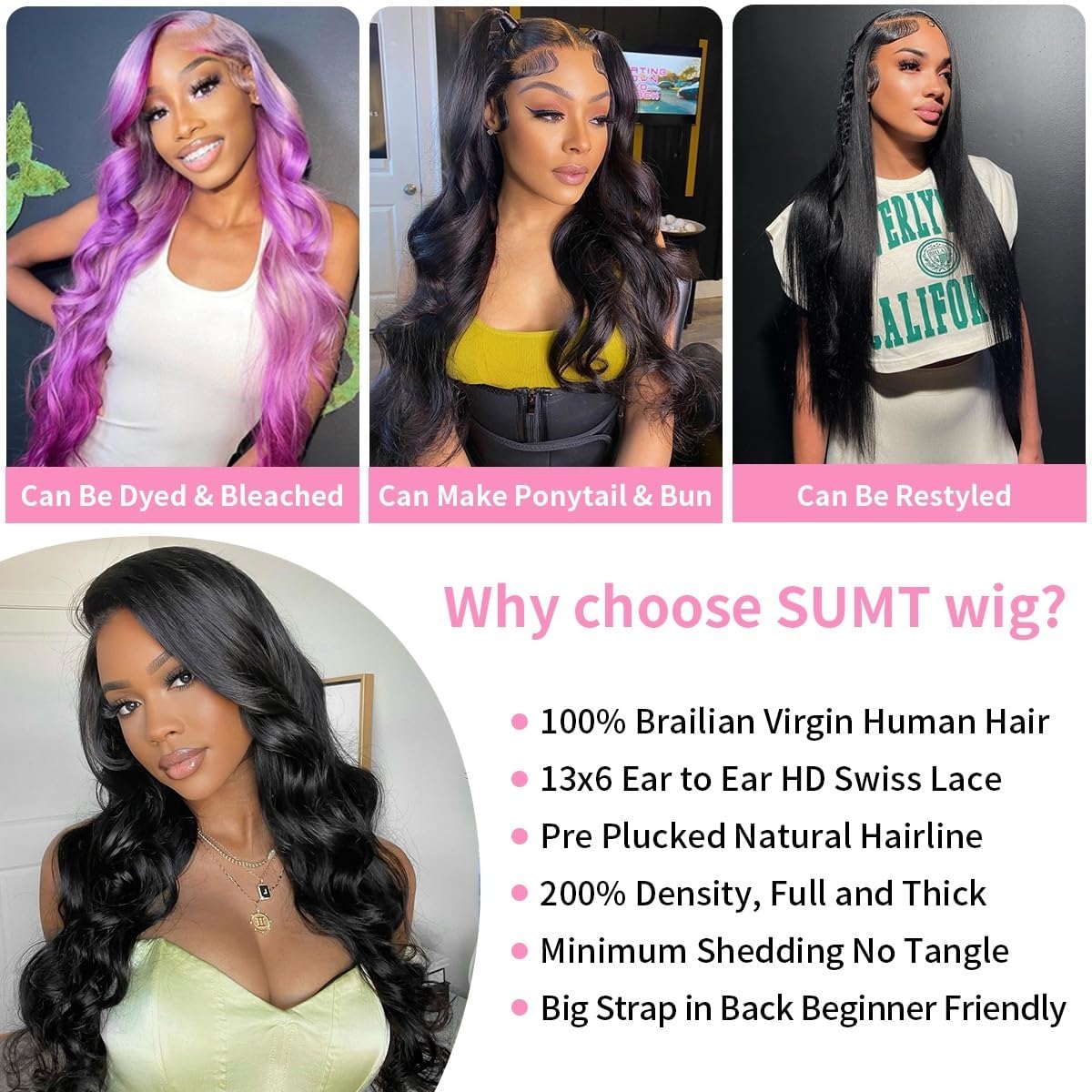 SUMT 30 Inch Body Wave Wig styled in a high ponytail