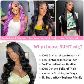 SUMT 30 Inch Body Wave Wig styled in a high ponytail