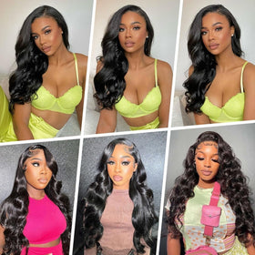 SUMT Body Wave Lace Front Wig in natural black colour