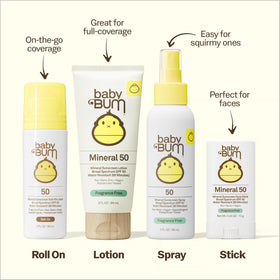 Sun Bum Baby Bum SPF 50 Roll-On Sunscreen 3oz with cap off