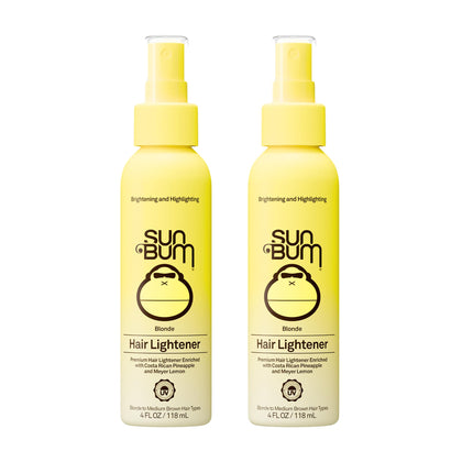 Sun Bum Blonde Hair Lightener spray front view with pineapple and lemon design