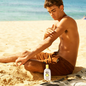 Sun Bum Cool Down Aloe Vera Lotion 8 oz side view showing pump