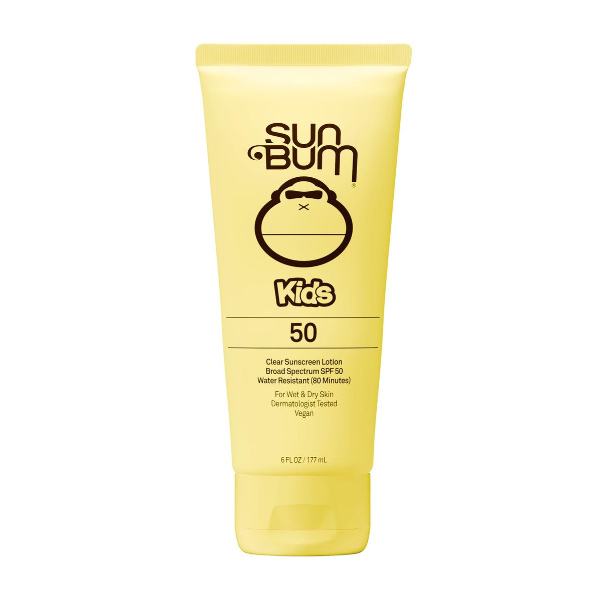 Sun Bum Kids SPF 50 Clear Sunscreen Lotion front view, 6 oz bottle