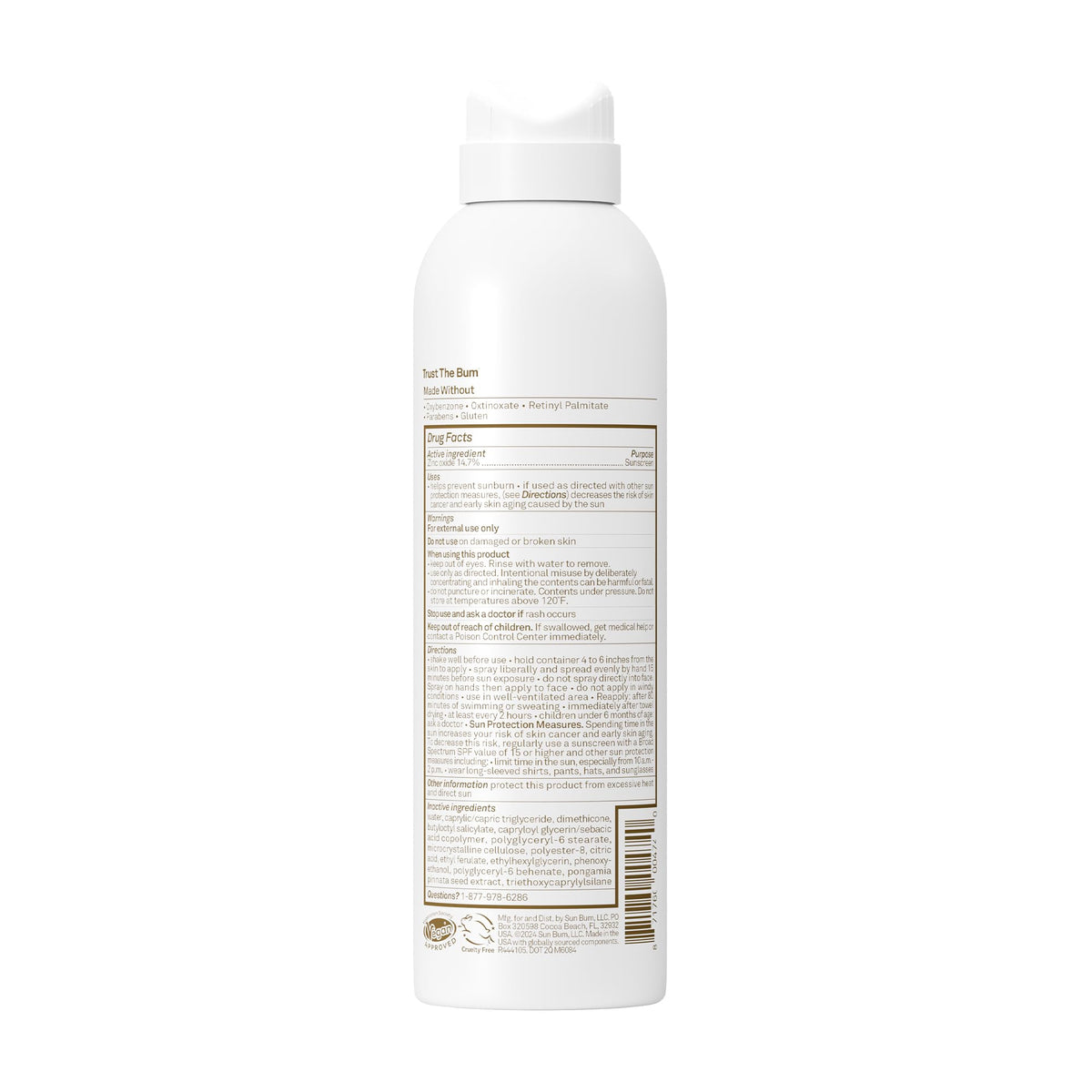 Sun Bum Mineral SPF 30 Sunscreen Body Spray packaging and details