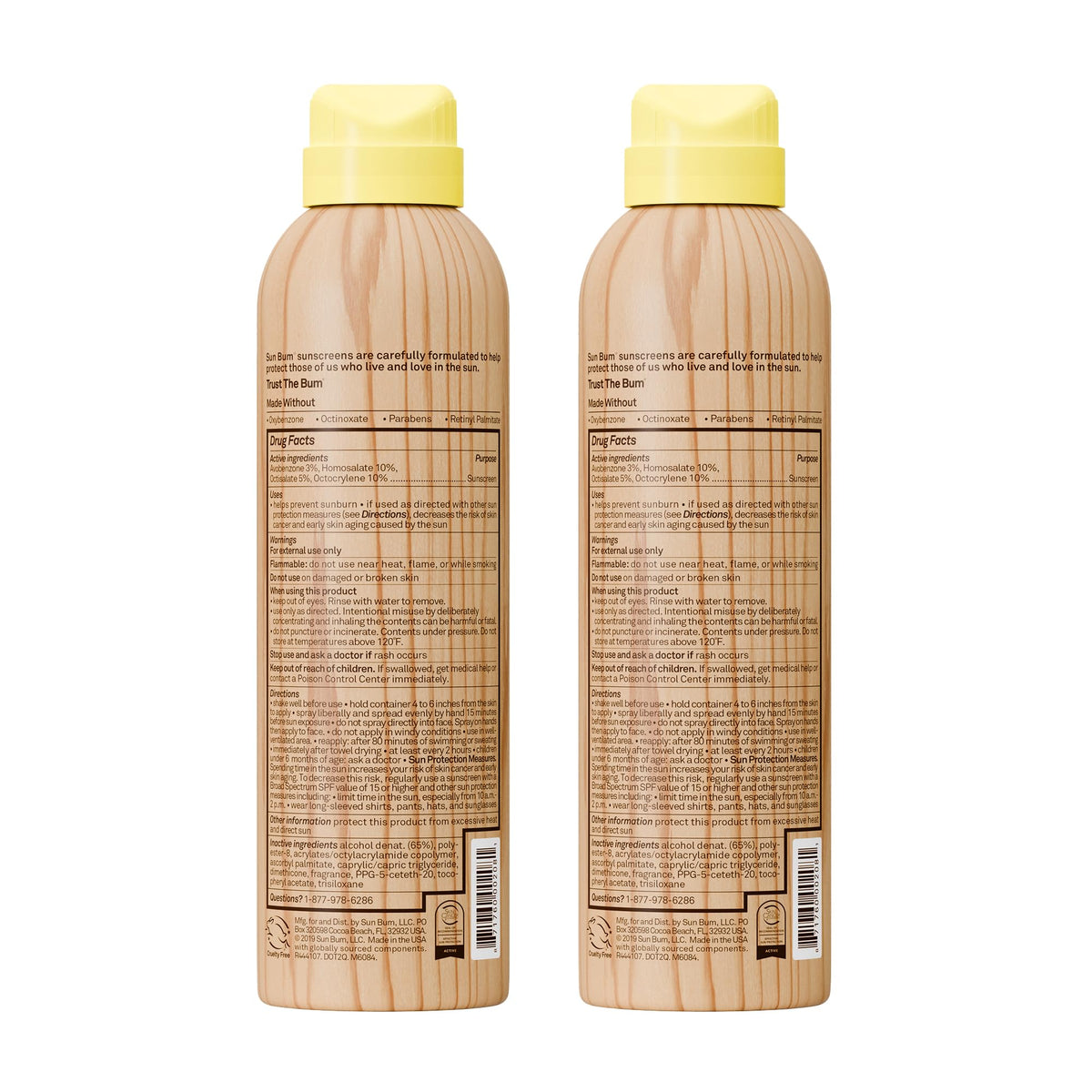 Sun Bum Original SPF 70 Sunscreen Body Spray packaging with summer background
