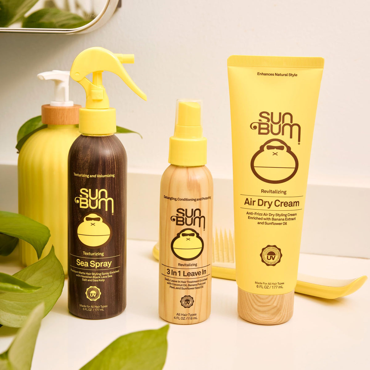 Sun Bum Revitalizing Air Dry Hair Cream 200g side view showing packaging