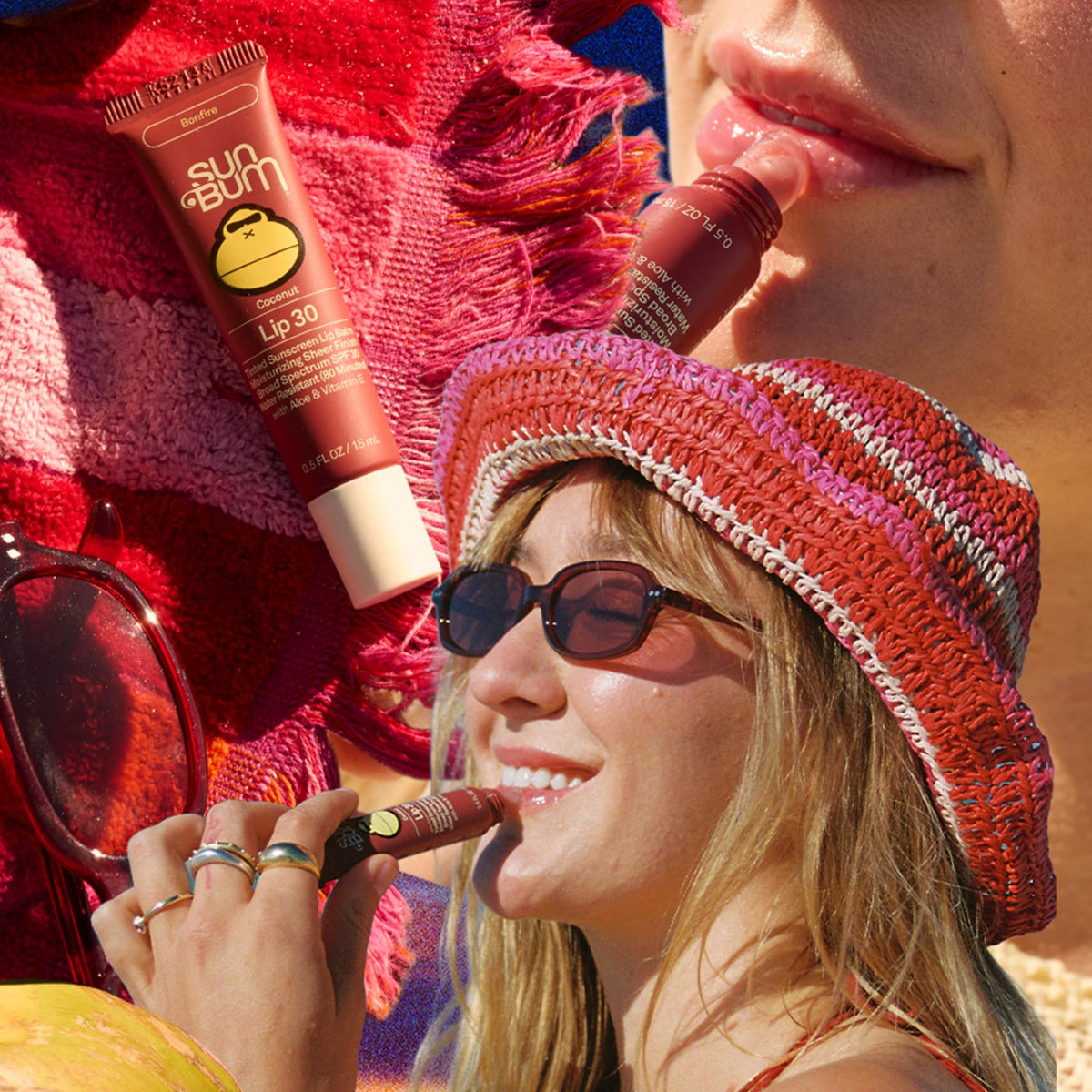Sun Bum SPF 30 Coconut Lip Balm Bonfire Tinted close-up