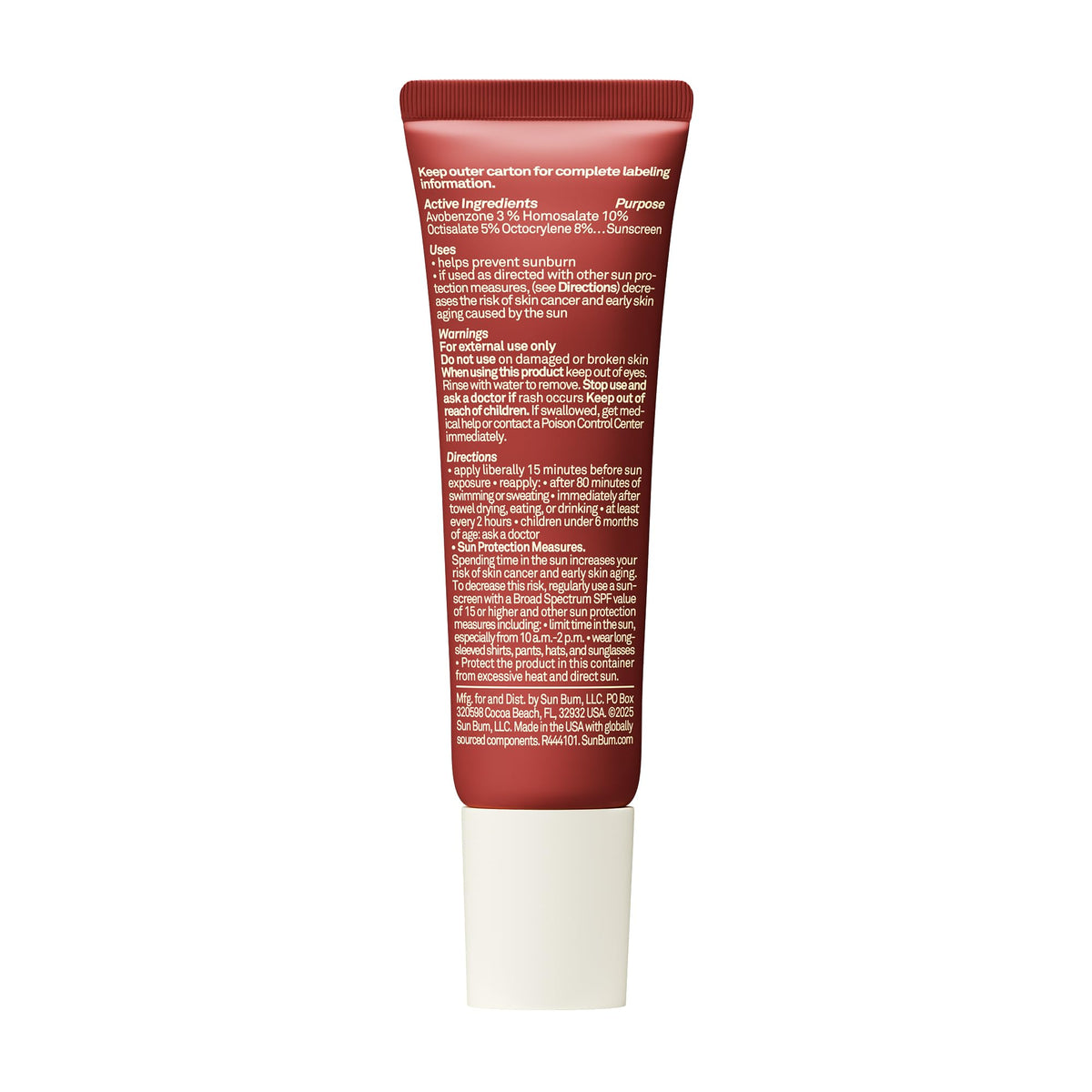 Sun Bum SPF 30 Coconut Lip Balm Bonfire Tinted with tropical background