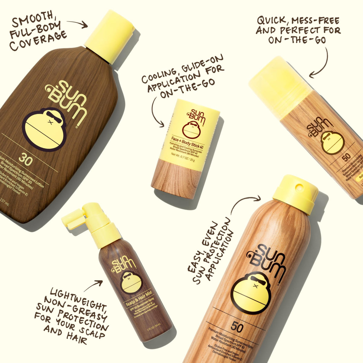 Sun Bum SPF 30 Sunscreen Spray and Face Stick side by side