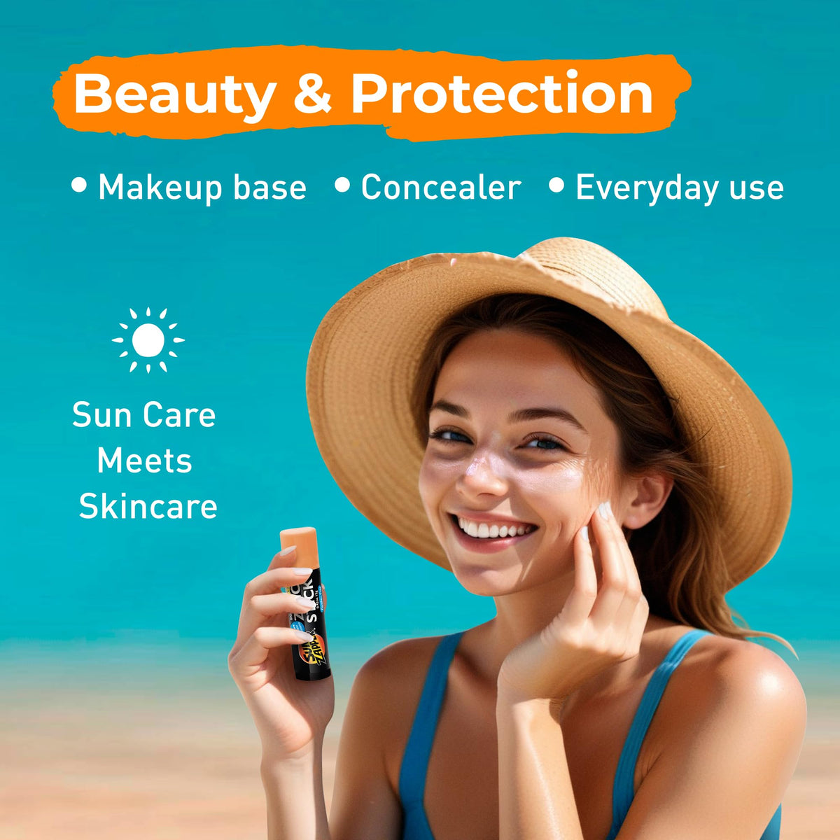 Sun Zapper Zinc Oxide Sunscreen Stick SPF 50+ application on skin