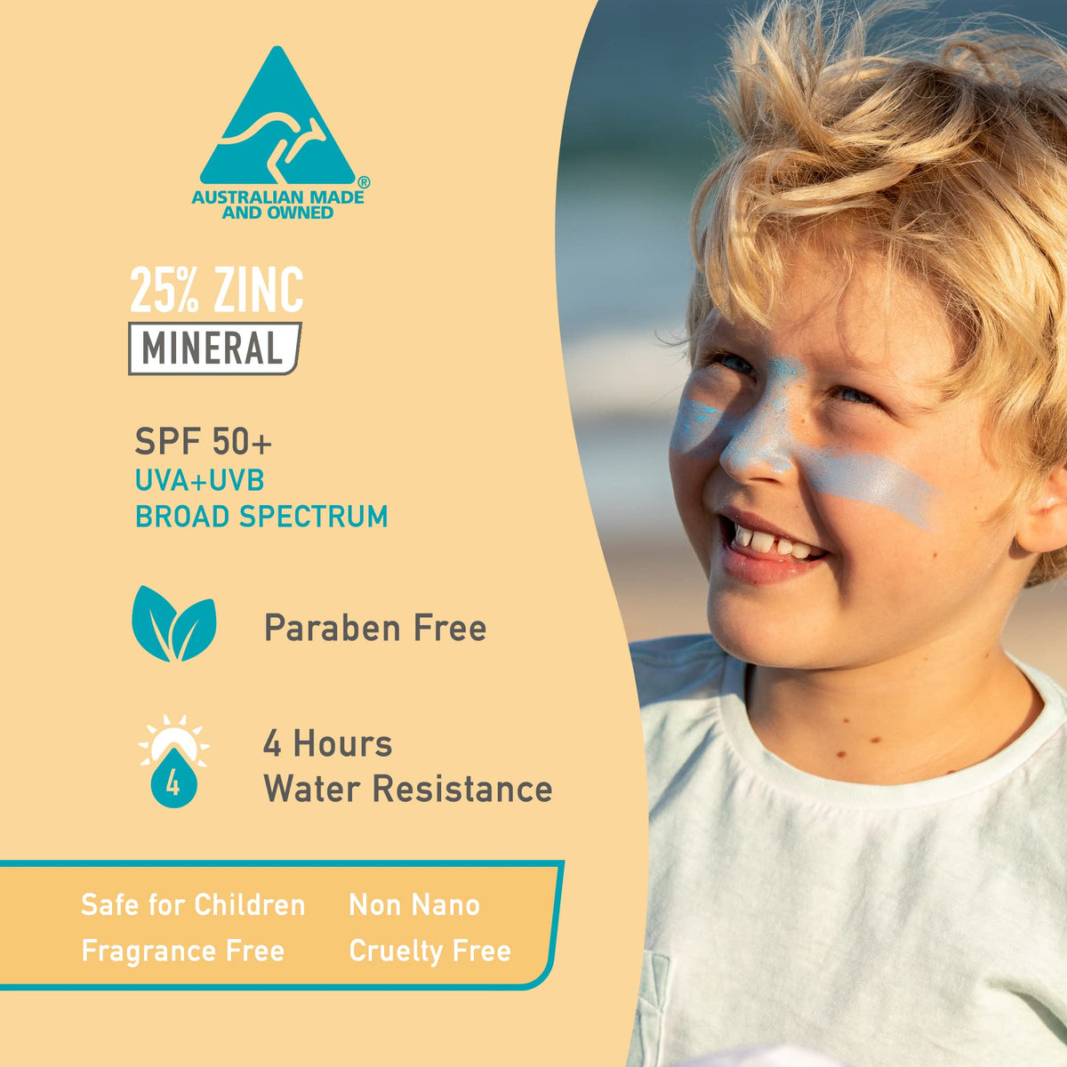 Sun Zapper Zinc Oxide Sunscreen Stick SPF 50+ blue application demonstration