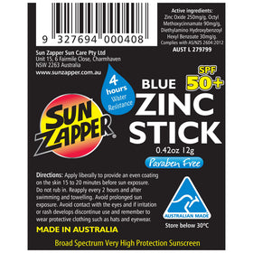 Sun Zapper Zinc Oxide Sunscreen Stick SPF 50+ blue outdoor lifestyle usage