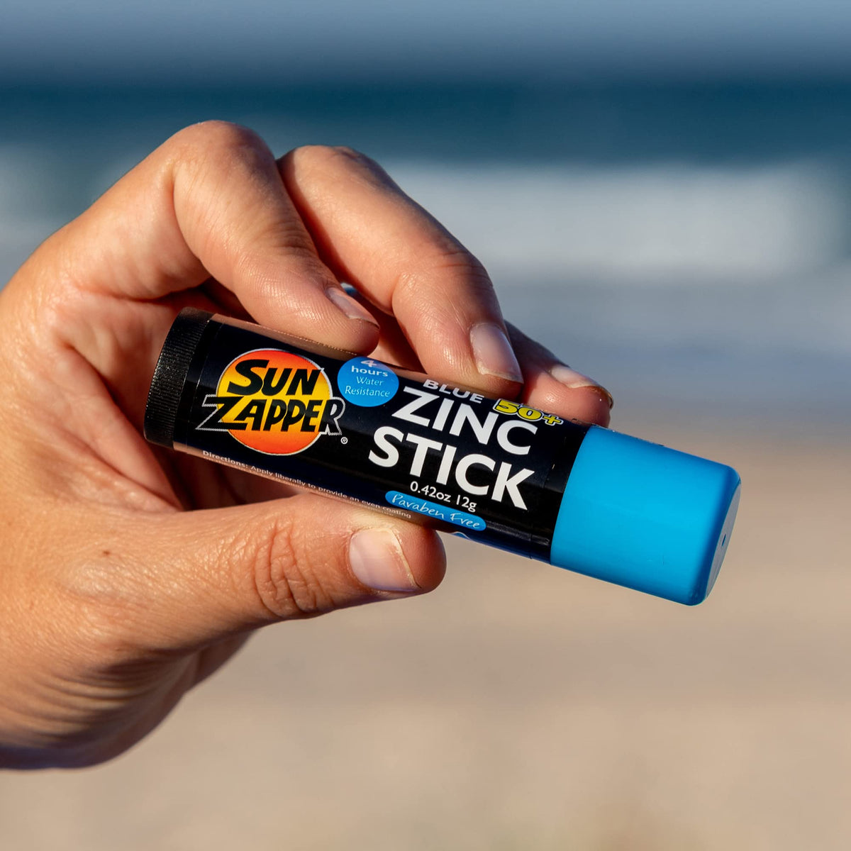 Sun Zapper Zinc Oxide Sunscreen Stick SPF 50+ blue side view
