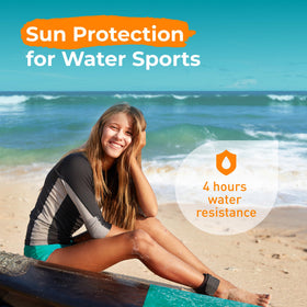 Sun Zapper Zinc Oxide Sunscreen Stick SPF 50+ with ocean background