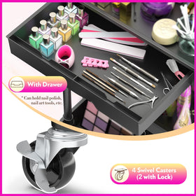 SUNALLY Makeup Cart showing storage capacity with makeup products