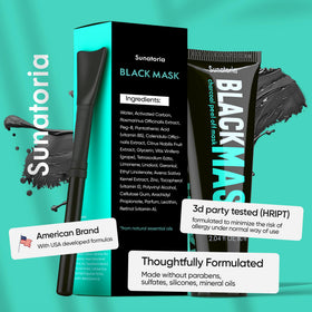SUNATORIA Black Peel Off Face Mask application on skin