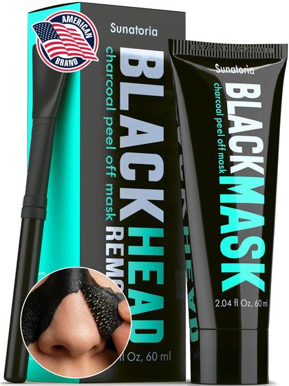 SUNATORIA Black Peel Off Face Mask front view, 2.04 fl oz tube
