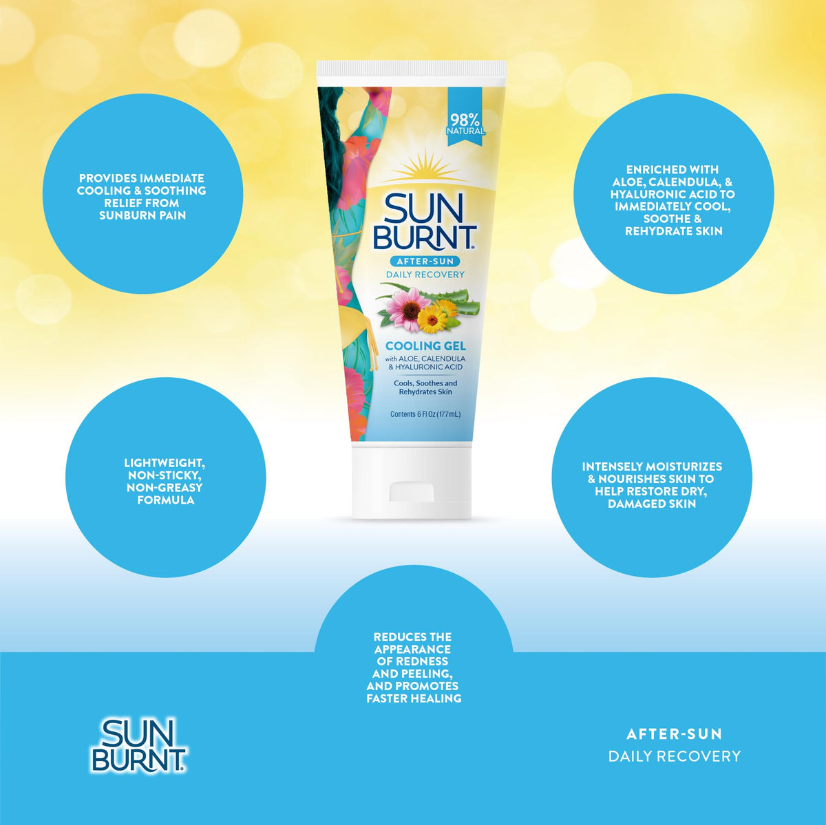 Sunburnt Aloe Vera Gel 6 Ounce in a bathroom setting