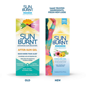 Sunburnt Aloe Vera Gel 6 Ounce on a beach towel