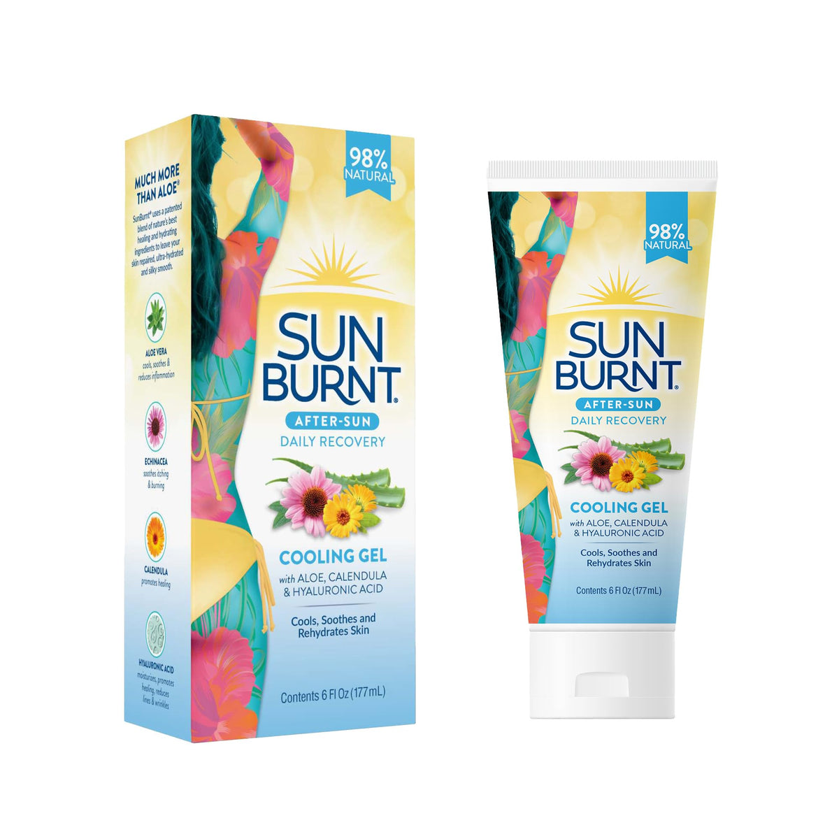Sunburnt Aloe Vera Gel 6 Ounce packaging side view