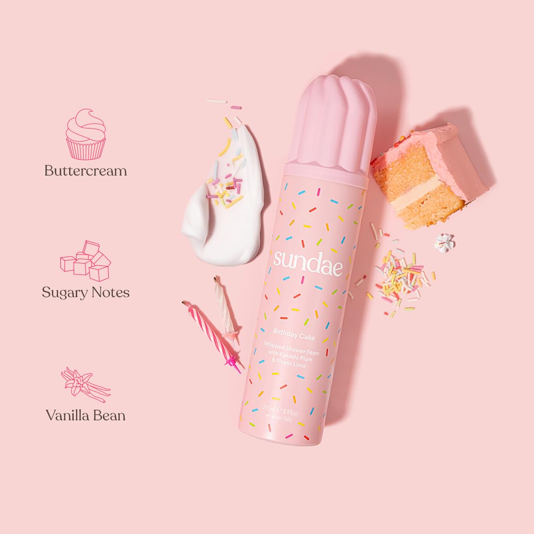 sundae Whipped Shower Foam Birthday Cake Body Wash with ingredients
