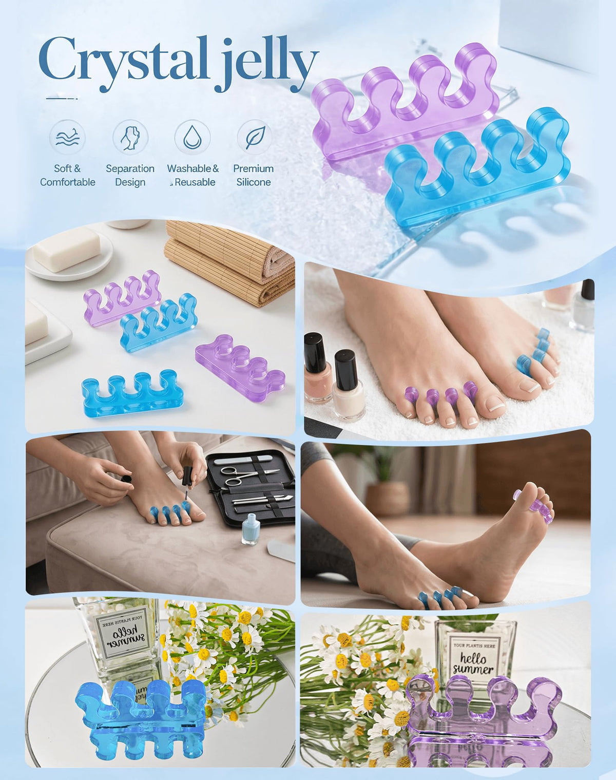 SUNFATT Toe Separators in a relaxing spa setting