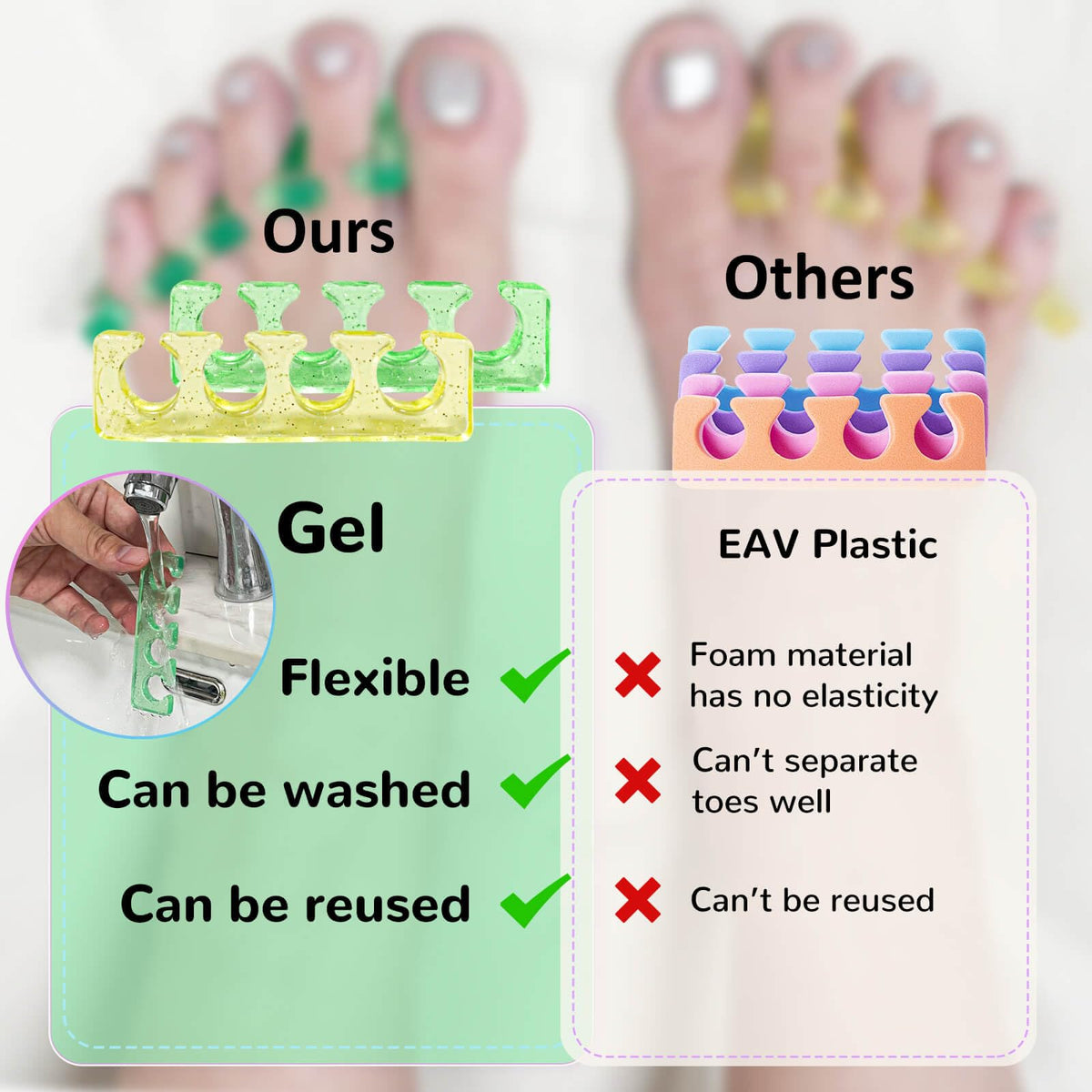 SUNFATT Toe Separators in a spa setting