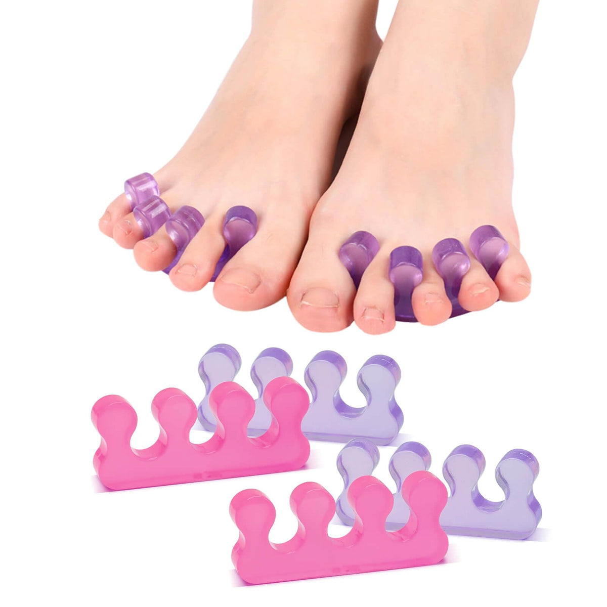 SUNFATT Toe Separators showing multiple uses for foot care