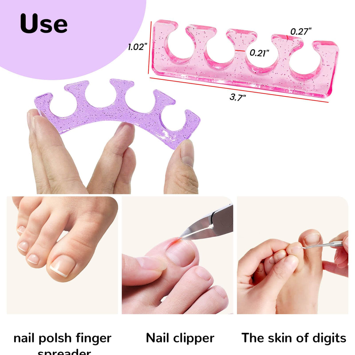 SUNFATT toe separators soft gel side view